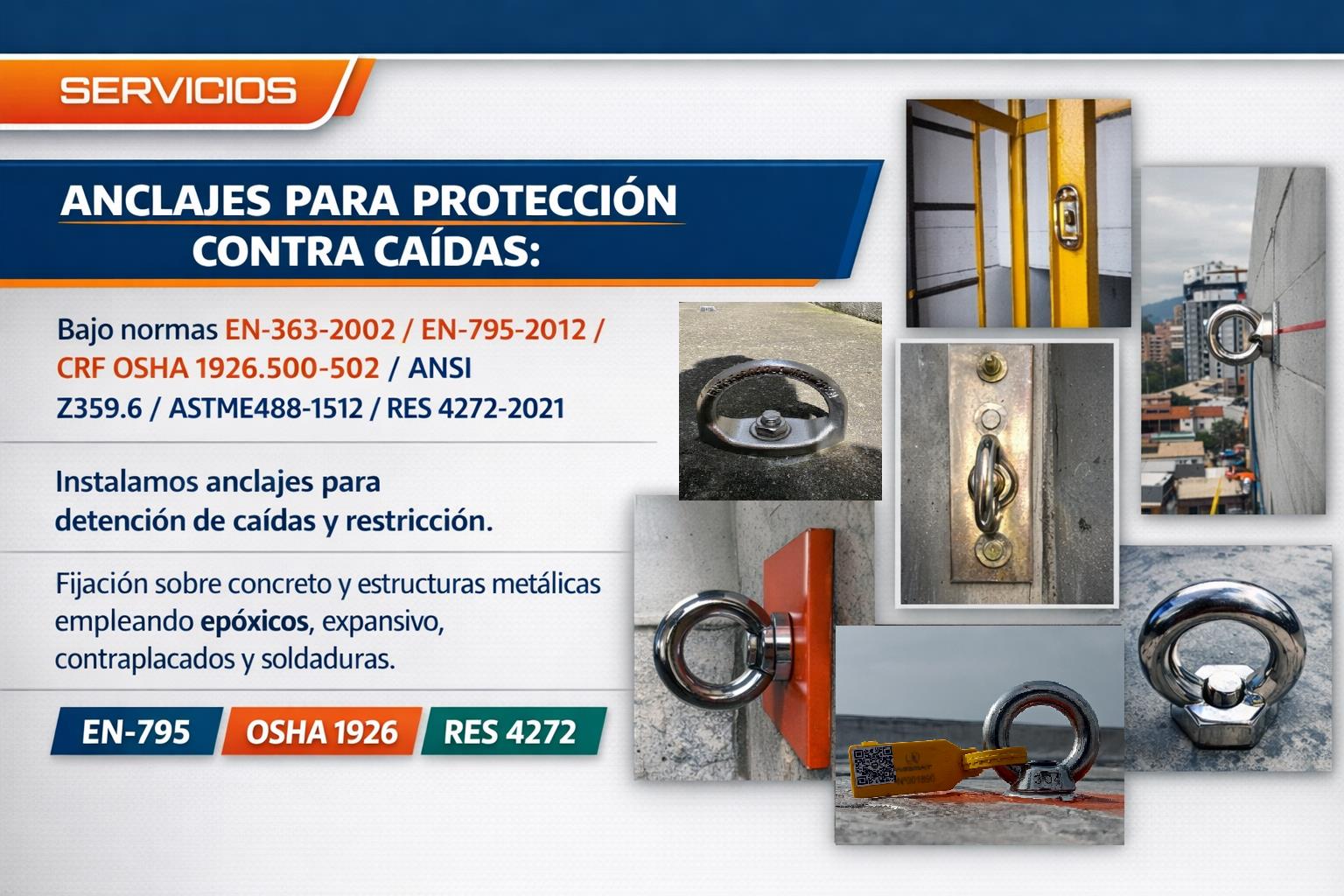 Anclajes para protección contra caídas